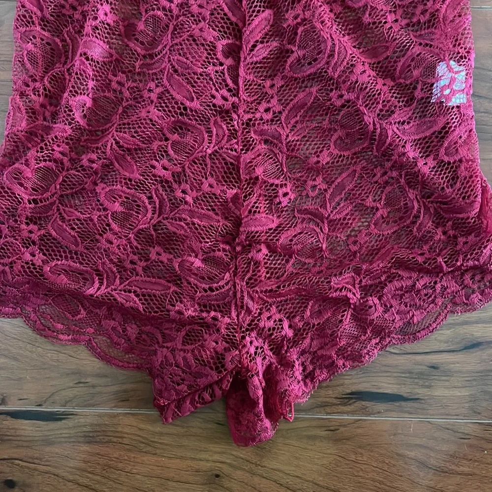 NWOT Red Lace Crossover 1 Piece Lingerie Romper with Chocker